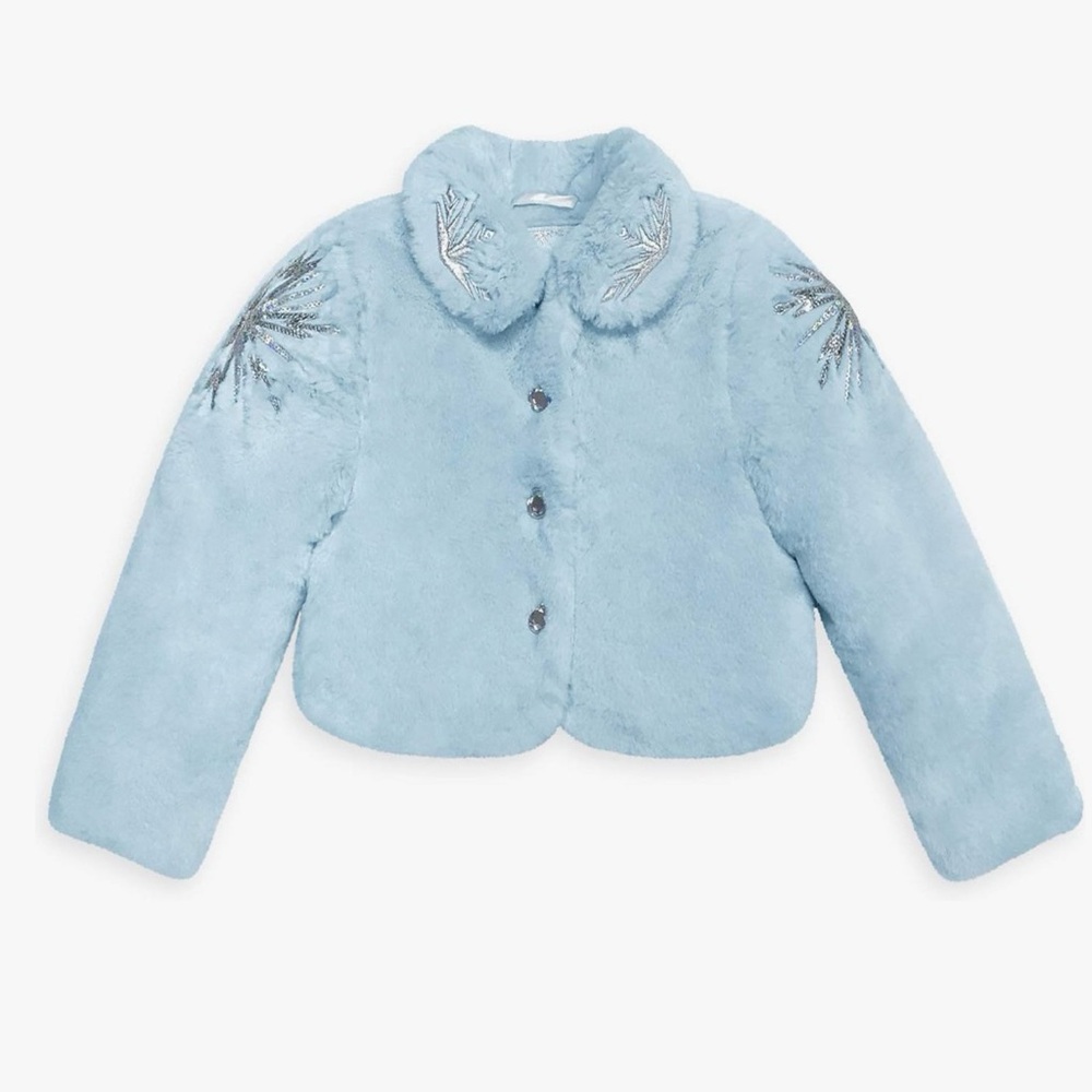 Disneys Frozen Soft Blue Faux Fur Coat for Kids